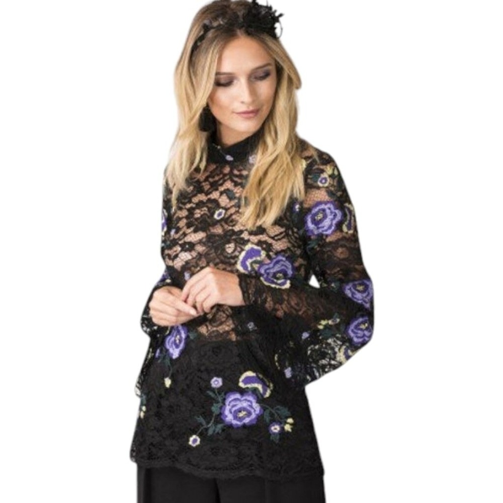 Closet London Lace High Neck Top Size 4 (UK 8) New